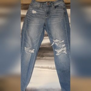 High rise distressed jeans